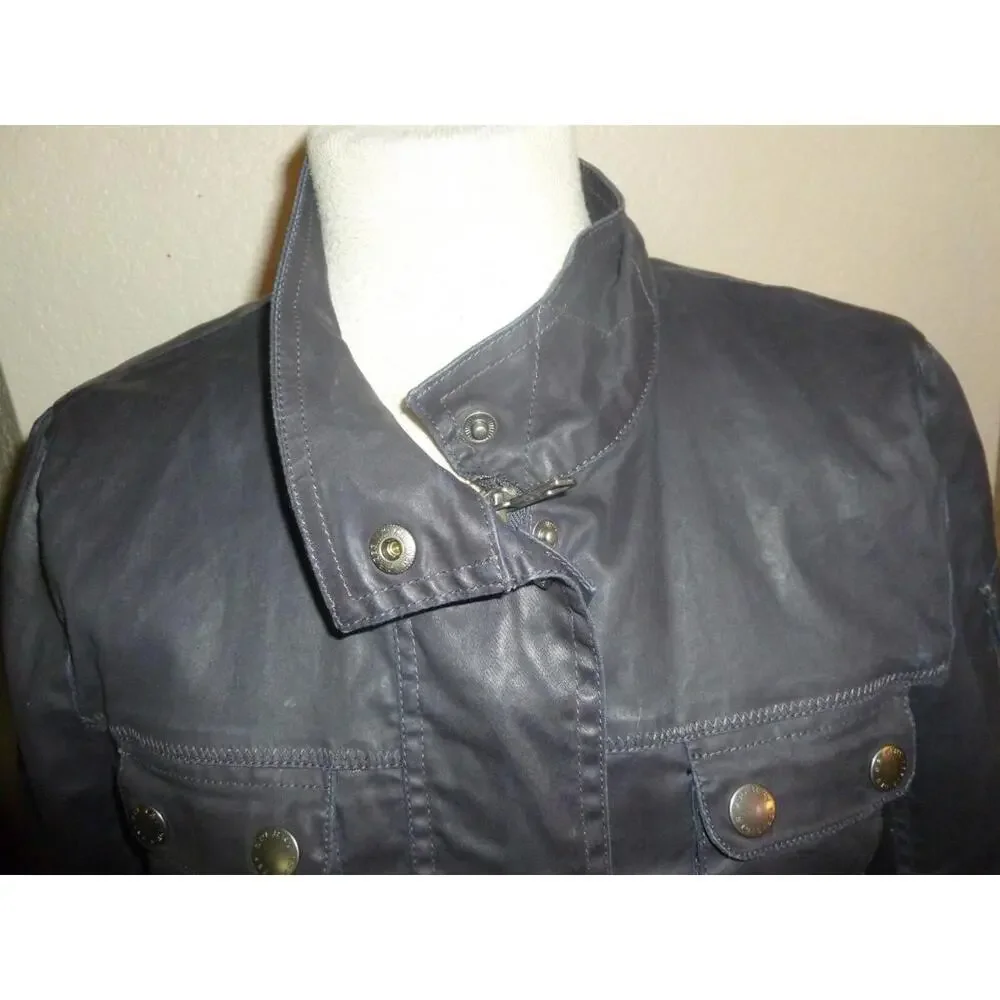 Sperry Top Sider Waxed Look rare Navy Coat Jacket Windbreaker Womens S Small - Picture 4 of 9